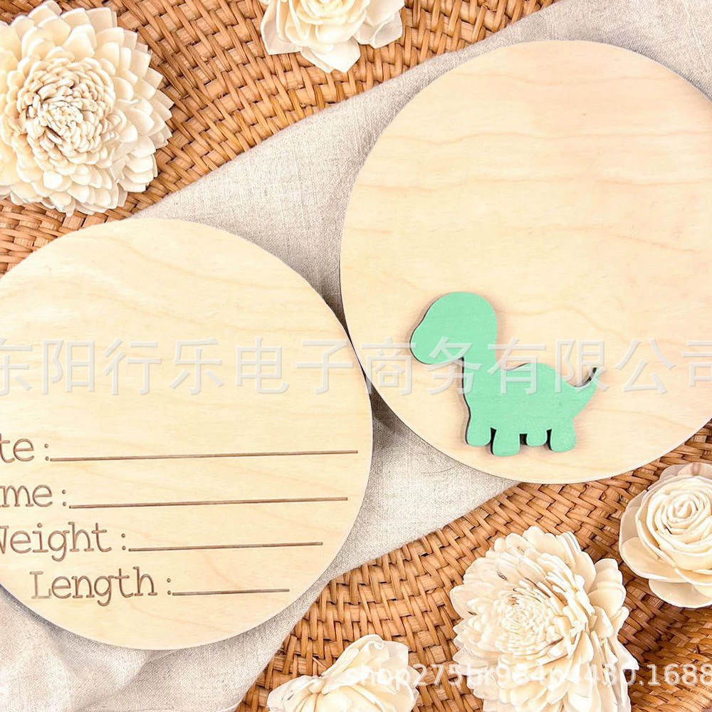 Деревянная памятная табличка с изображением динозавра для новорожденных, деревянные поделки, трансграничная новинка