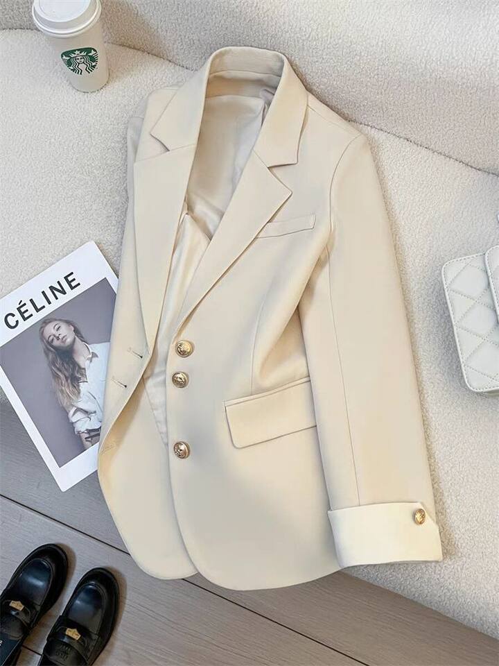 Áo blazer vest nữ thiết kế cao cấp dáng suông, tay dài, cổ vest, phối màu, phong cách Hàn Quốc — Khoai môn tím, gừng vàng, màu xanh ngọc lục bảo, màu xanh nhạt chi tiết 2
