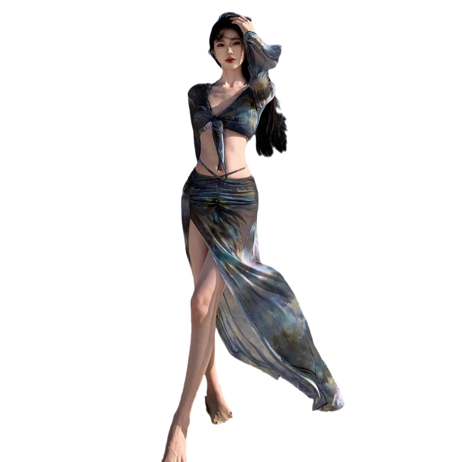 Sexy Slim Fit Bikini-Badeanzug im neuen Stil, zweiteilig, vierteilig, langes Kleid im amerikanischen Stil für den Urlaub in heißen Quellen_voghion.com