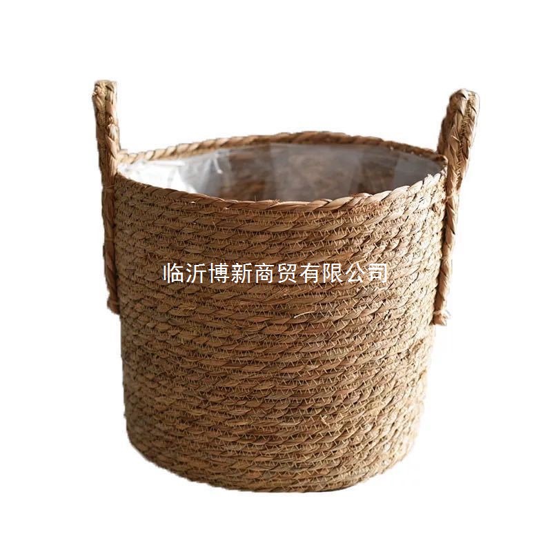 Maceta de flores tejida de paja extragrande, cesta de plantas verdes tejida de ratán, maceta alta tejida, cesta de almacenamiento comercial para interiores.