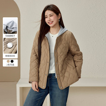 【葫芦裥保暖锁温连帽棉服】纤莉秀大码女装百搭外套胖mm冬装新款