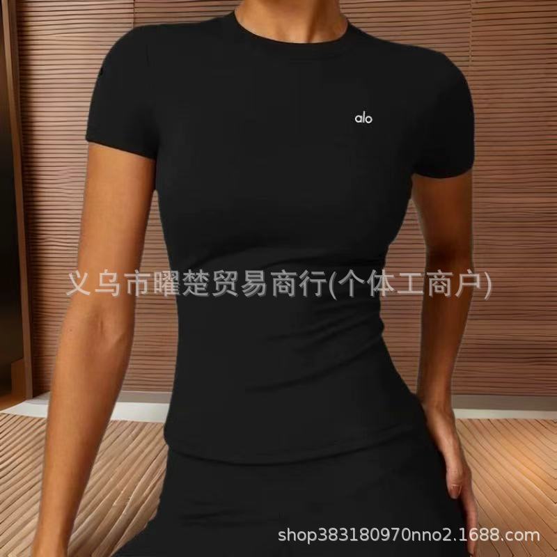 Al Same Style Yoga Wear Women's Pilates Fitness Training Short-Sleeved Navel-Baring Tight T-Shirt Quick-Drying Running Sports Top