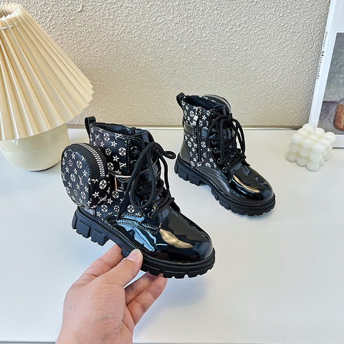 Girls' Martin Boots 2024 Spring and Autumn New Children's Boots School Bag Single Boots Little Girls British Style Princess Short Boots