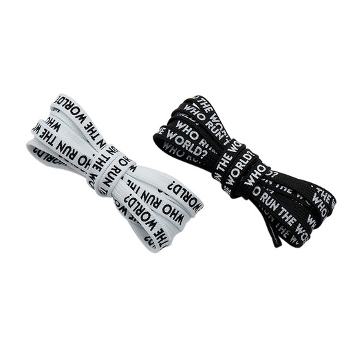 Kulogin black and white two-sided printed flat shoelaces personalized white canvas shoes versatile shoelace