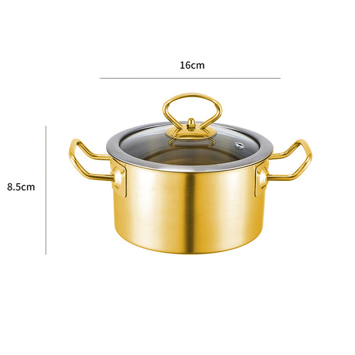Golden Single-person Hot Pot, Stainless Steel Hot Pot for Induction Cooker, Mini Soup Pot for Hot Pot, Wholesale