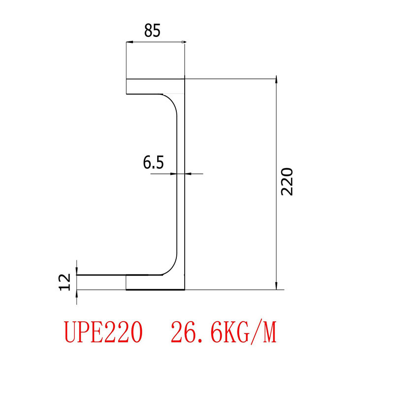 欧标槽钢UPE220规格220*85*6.5*12材质S355J2批发价格