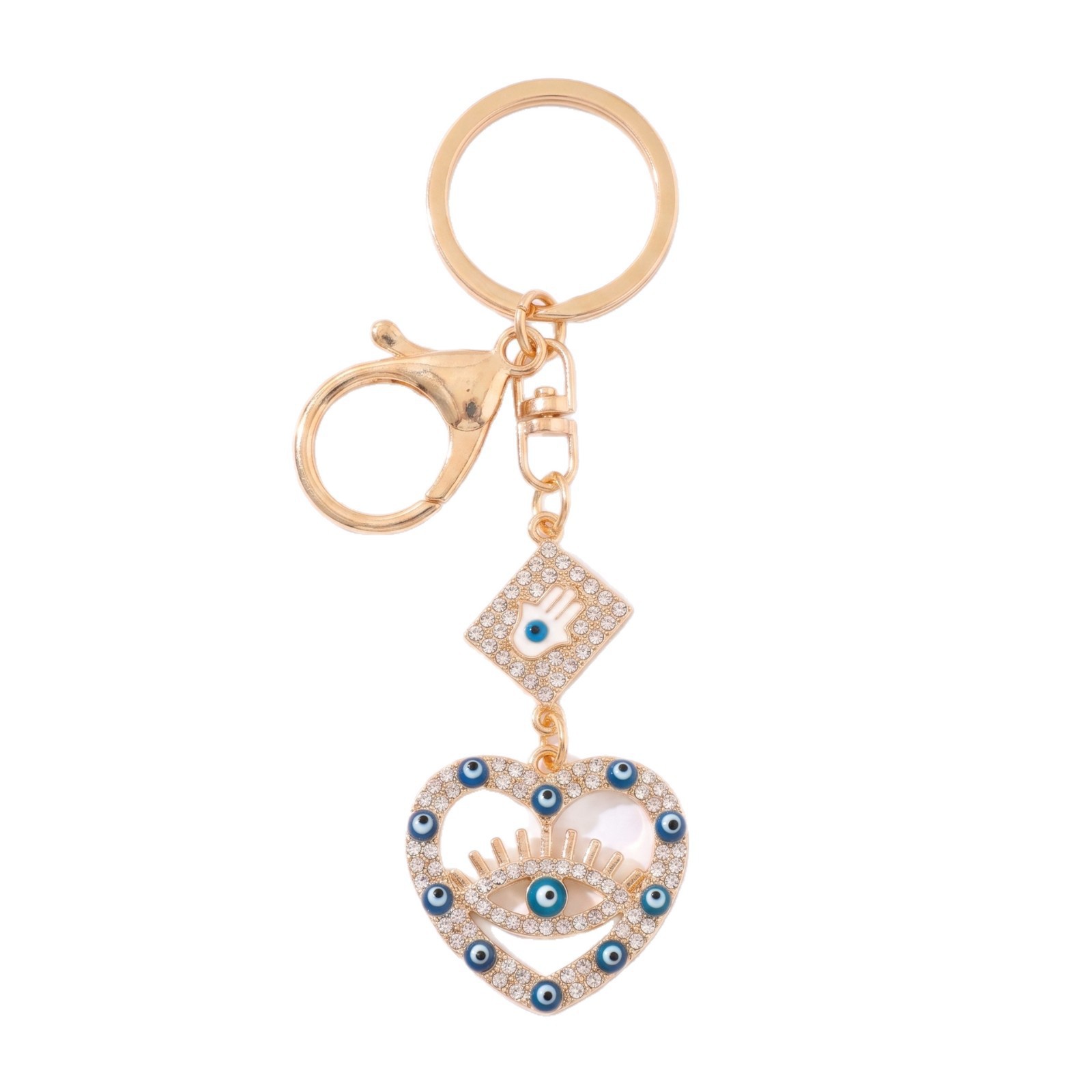 Personalidad europea y americana hueco amor pestañas joyas ojos azules ojos del diablo aleación llavero bolsos colgantes
