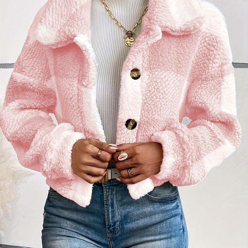 Long Sleeve Plaid Pattern Teddy Coat Versatile Winter跨境|undefined