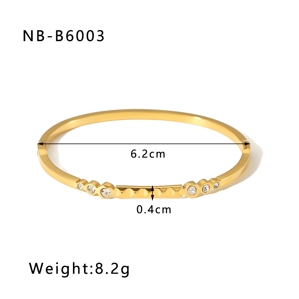 Vente chaude Nouveau Bracelet Zircon Chiffre Romain Losange Bijoux Pentagramme En Acier Inoxydable Plaqué Véritable Bijoux En Or_voghion.com