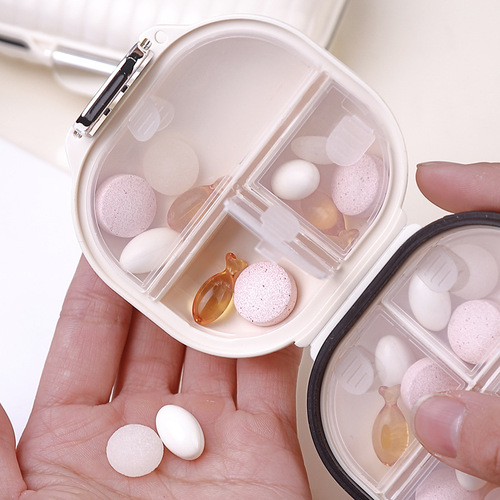 Portable medicine dispensing box, three meals a day, seven days a week, pill splitter, sealed, moisture-proof multi-grid medicine box