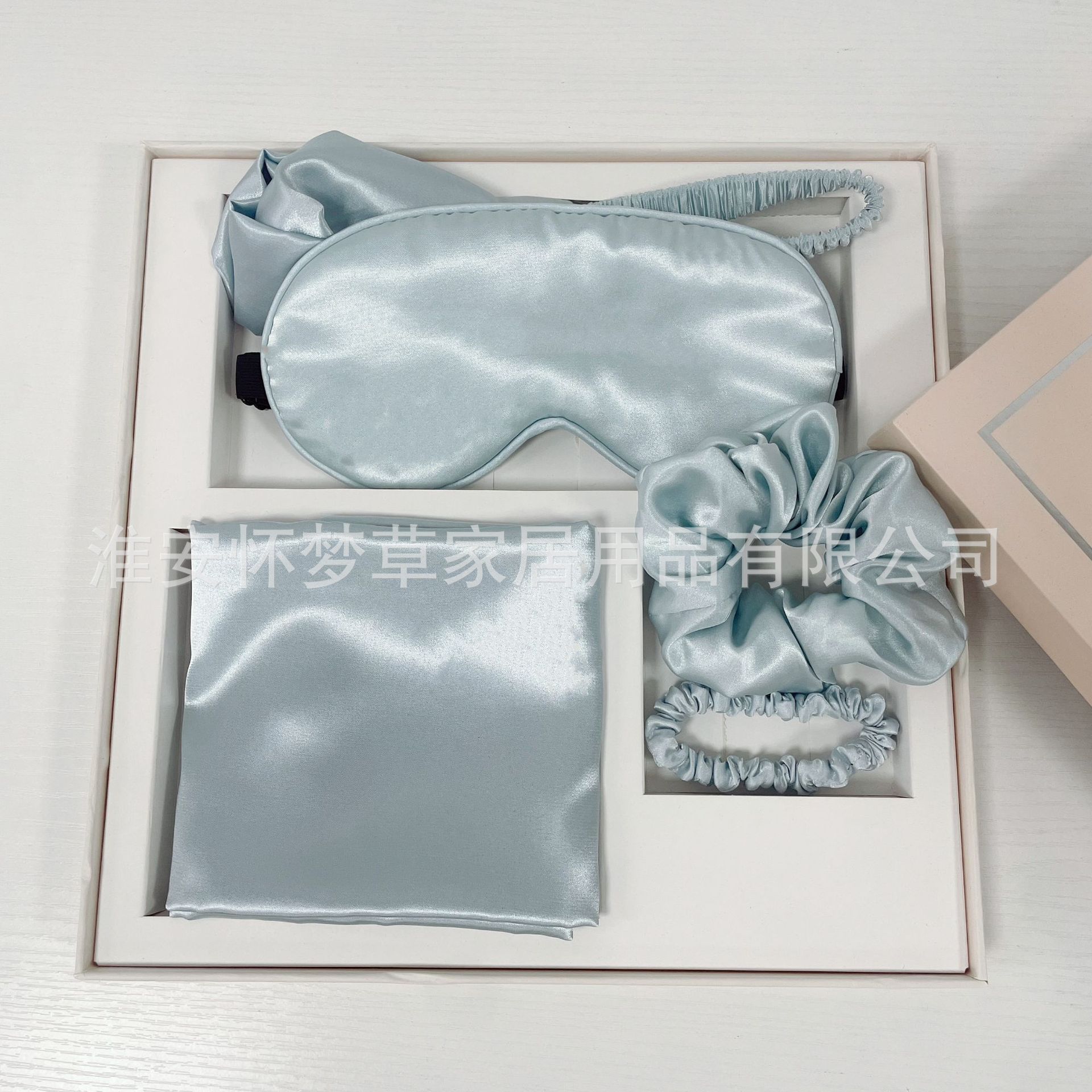 Moda azul conjunto de cinco piezas (el mismo color de la banda de ajuste de los ojos + banda de cabello + funda de almohada + anillo de cabello + anillo de cabello fino)