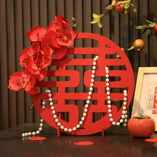 创意立体喜字摆件结婚无纺布双囍字喜庆婚房布置婚礼客厅装饰囍饰