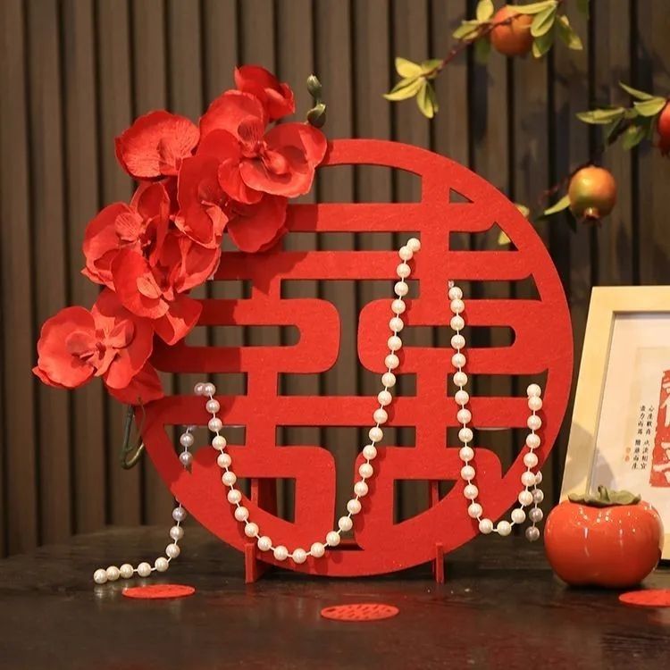 creative three-dimensional xi decorations decoration wedding non-woven fabric double double happy character wedding celebration wedding room decoration wedding living room decoration