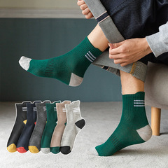 襪子男士中筒秋季長筒防臭吸汗春秋冬長襪黑色條紋運動ins潮流
