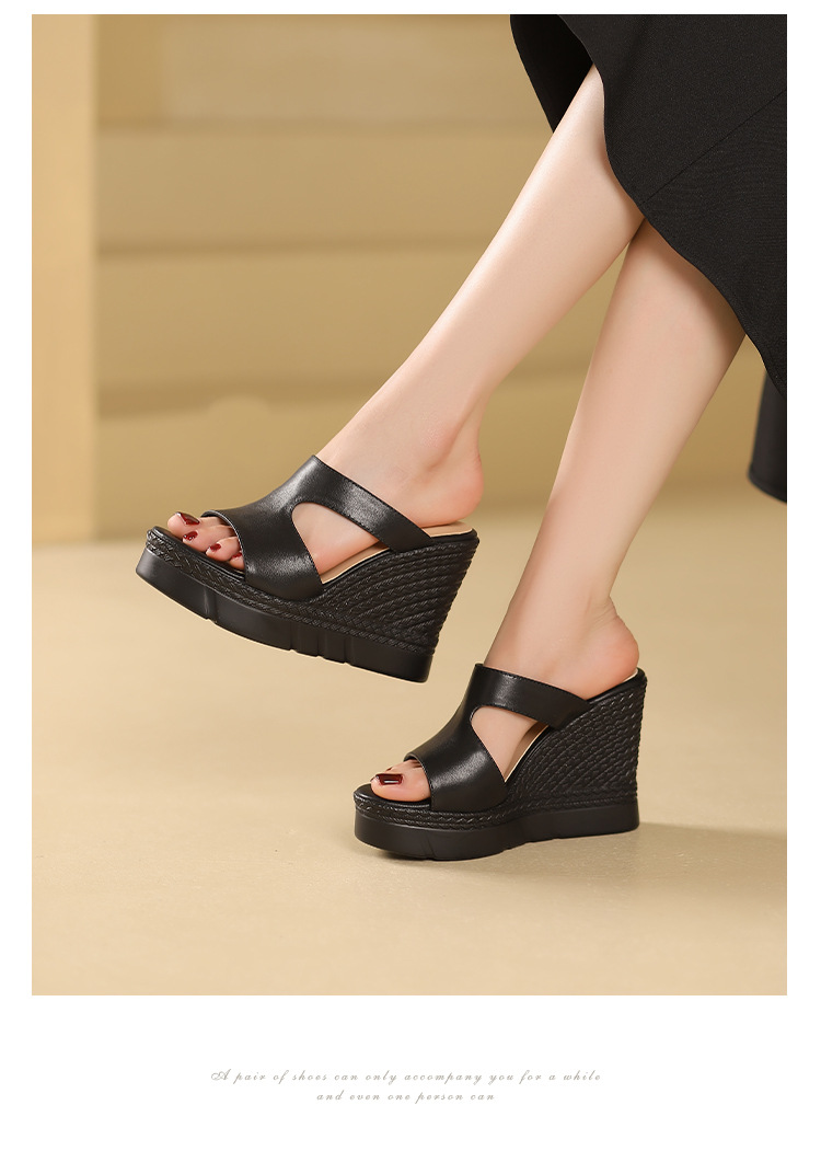 Sandal cao gót nữ hở mũi đế dày 10 cm phong cách mới mùa hè — đen chi tiết 9