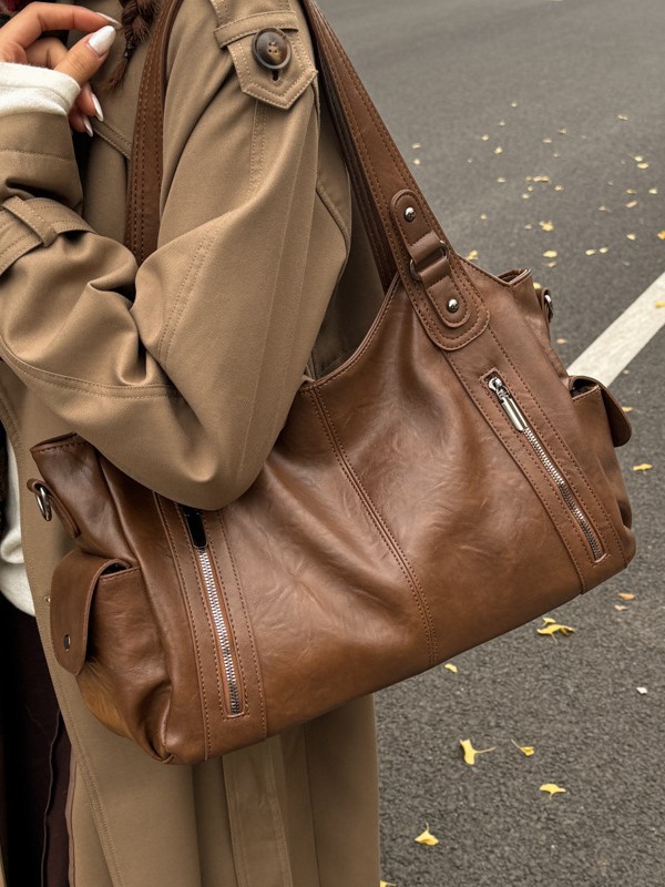 Bolso de brazo retro para mujeres 2025 nueva textura de alta calidad versátil bolso de hombro de gran capacidad de viaje bolsa