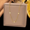 【H377】Four-leaf flower necklace gold