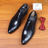 Classic suit jacket pointy toe for leather shoes, leather casual footwear English style, loafers, genuine leather, cowhide