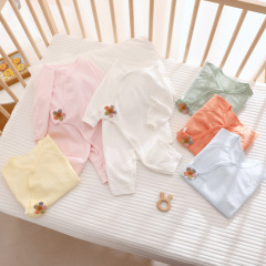 Spring and Autumn Pure Cotton Baby Onesie Boneless Newborn Baby Romper Climbing Suit Double Layer Belly Guard Butterfly Dress Four Seasons Underwear 