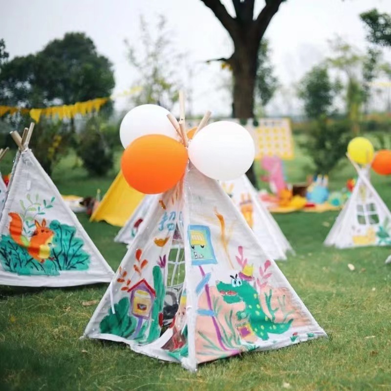 Children's tent diy handmade small tent triangle game house graffiti outdoor activities baby blank hand-painted painting