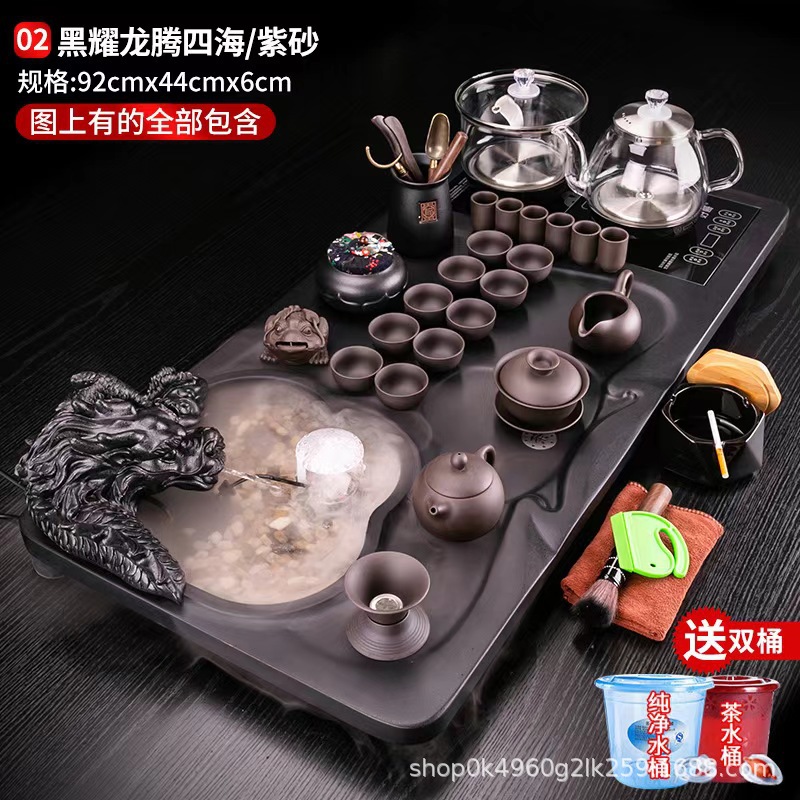 亿唐实木茶盘全自动一体流水雾化玻璃电器功夫茶具办公家用厂批发