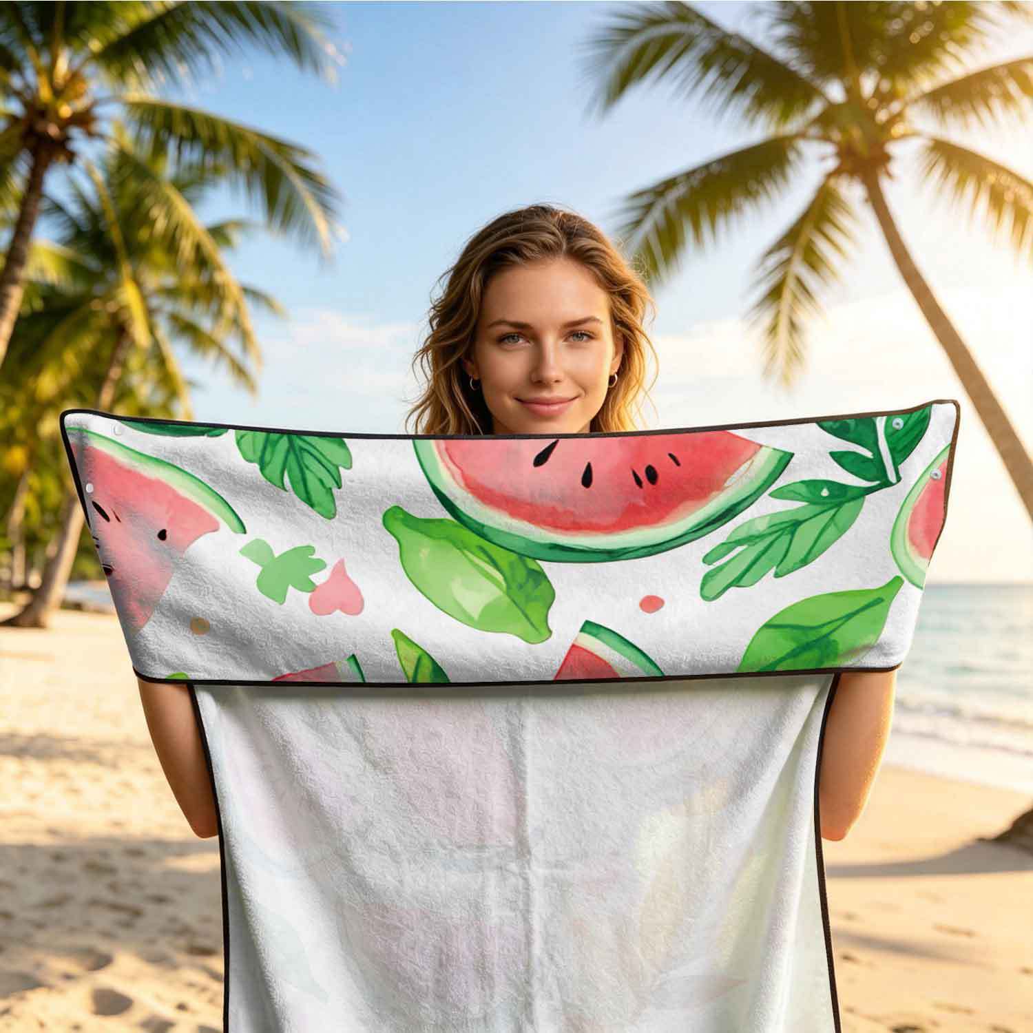 Printed bath towel and car seat cover 2-in-1, ultra-fine fiber outdoor beach and car dual-use universal seat cushion