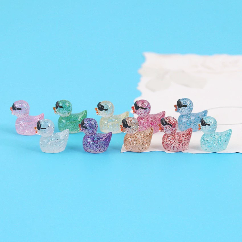 Симпатичные милые светящиеся тонкие блестящие солнцезащитные очки утиные цветные украшения DIY светящаяся Смола желтая утка Kids Love