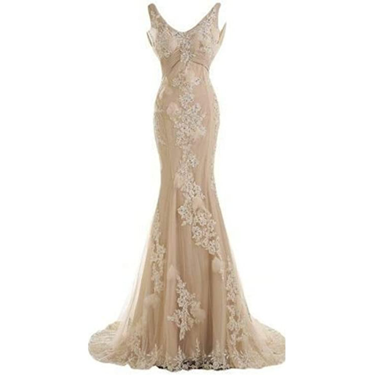 European-style fishtail wedding dress autumn and winter new bridal main wedding dress shoulder lace sleeveless backless mori vintage drag