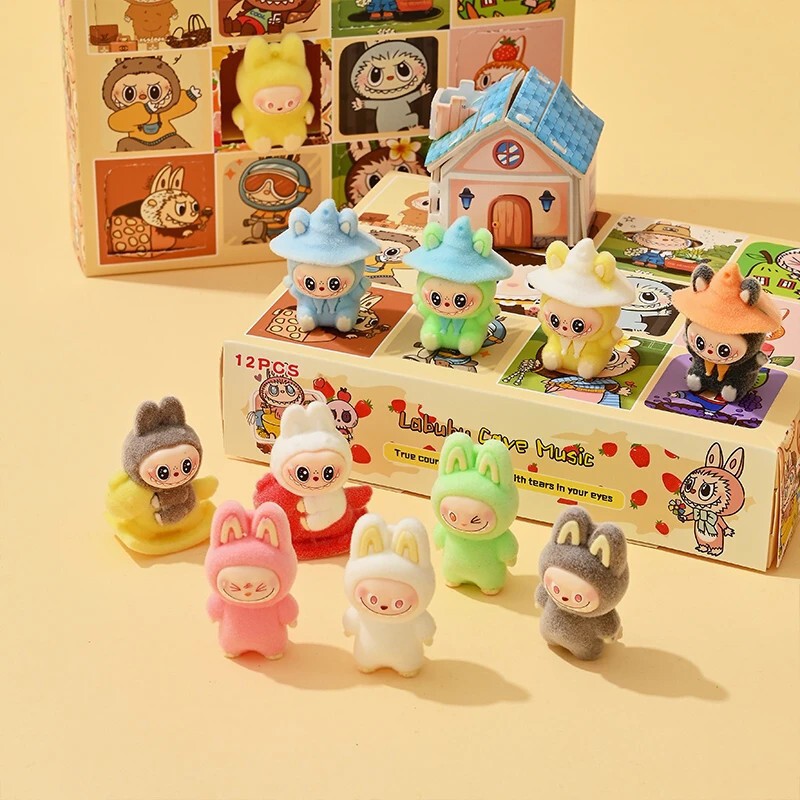 Labubu Blind Box Girl Children's Toy Flocking Labubu DIY Doll Ornament Gift Student Reward
