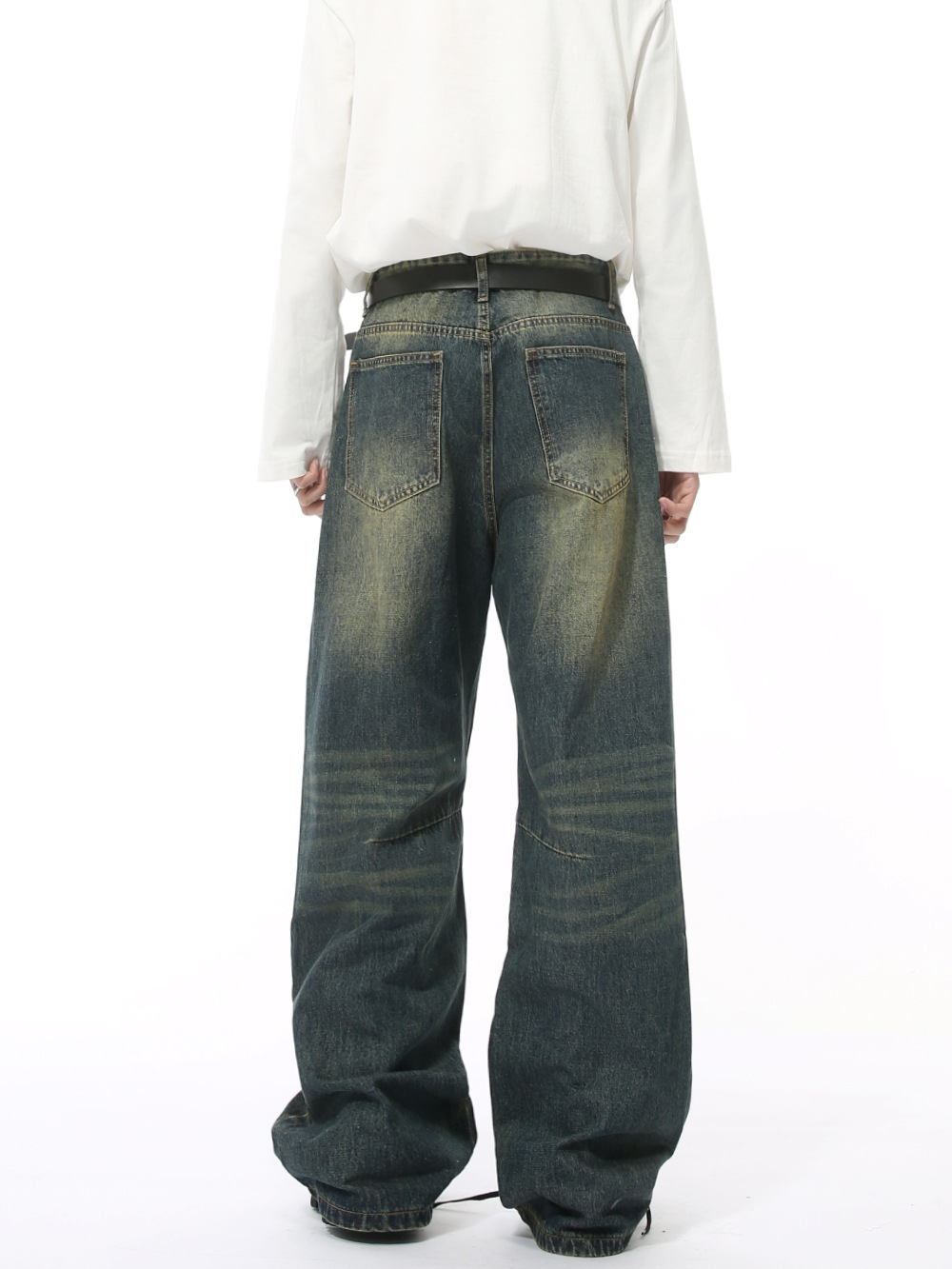 MTLCLOTHES Hombres| Nuevos productos de invierno retrógrados de diseño corrugado de agua vieja elegante jeans casuales