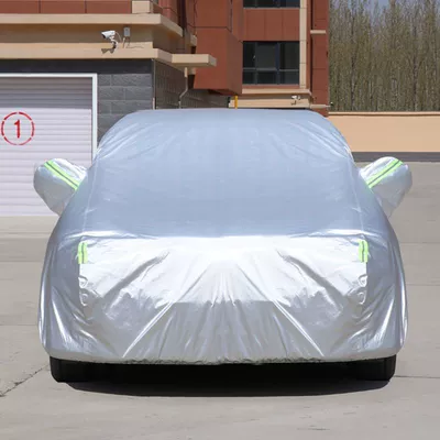 Car cover in stock, cross-border style, made of canvas and Oxford cloth, with fleece lining, offering sun protection, waterproofing, and heat insulation, suitable for all seasons and all types of vehi (Car clothing) - sedan-please-specify-the-model-in-the-order-notes-oxford-standard-silver
