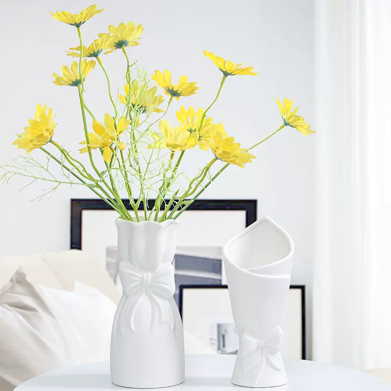 跨境专供北欧创意花瓶摆件客厅插花高端婚礼陶瓷瓶玄关装饰品摆设