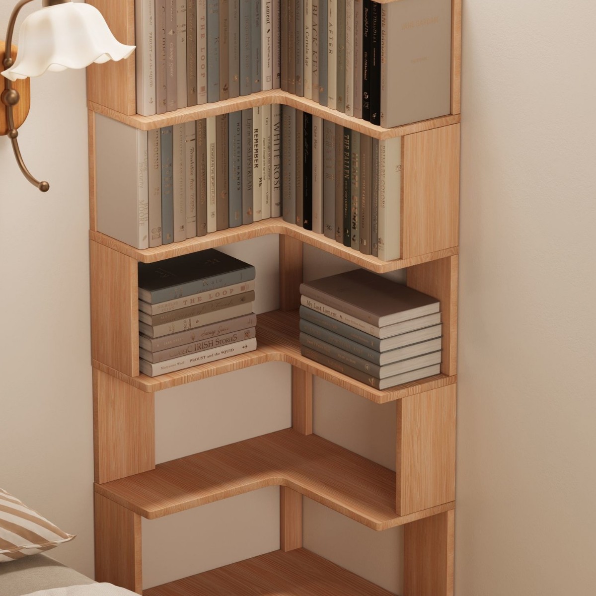 Bookshelf Solid Wood Storage Rack Floor-Standing Corner Home Corner Bookcase Living Room Corner Cabinet Multi-Layer Corner Storage Simple