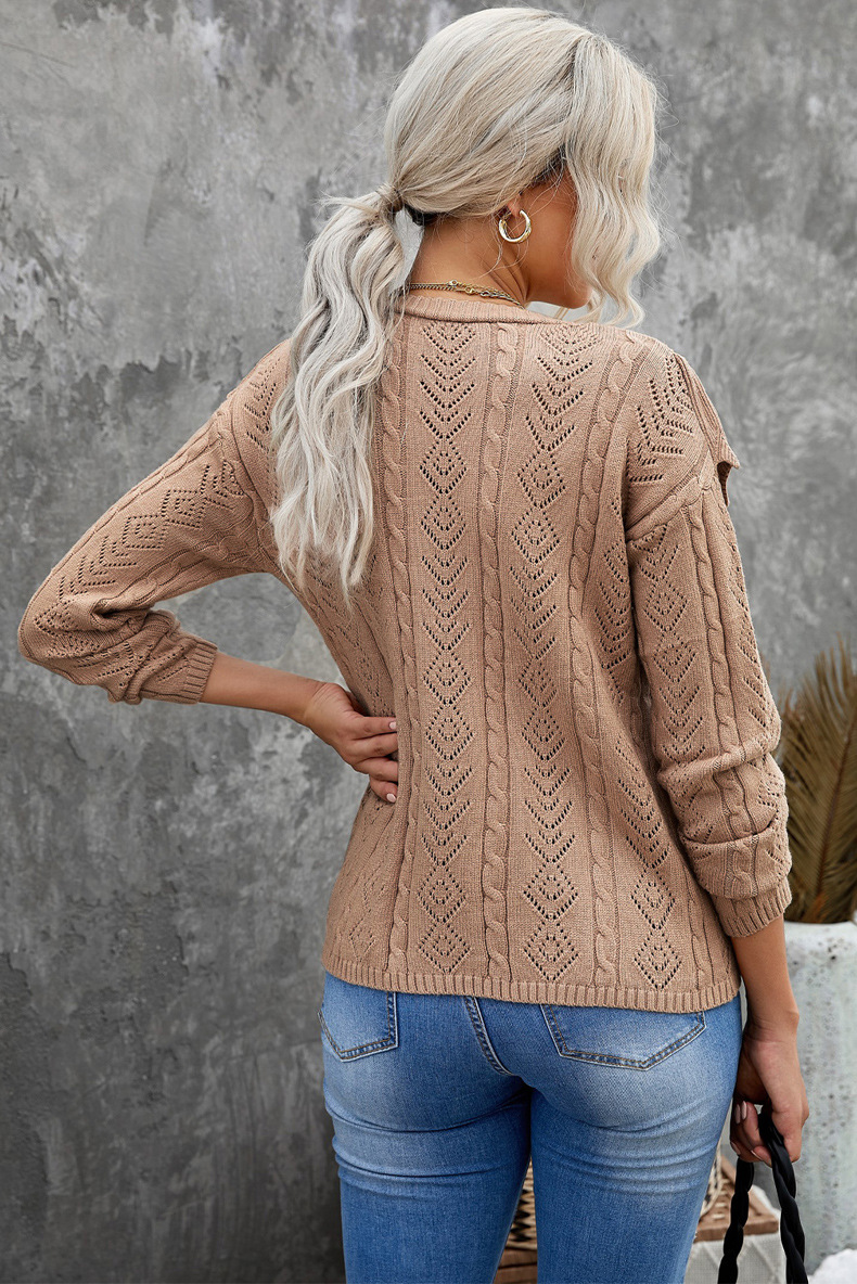 autumn long-sleeved V-neck single-breasted sweater nihaostyles wholesale clothing NSQSY92656