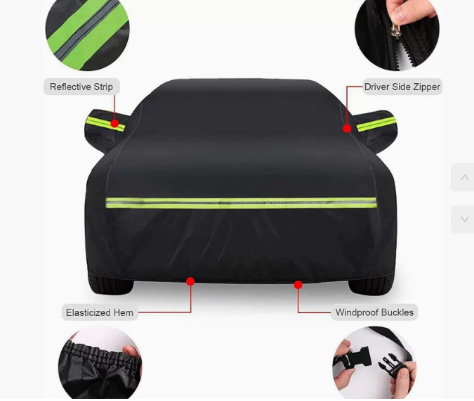 Black Heat-Absorbing Car Protective Cover Waterproof Sun Protection Rain Uv Protection Car Cover Outdoor Car Cover Cross-Border