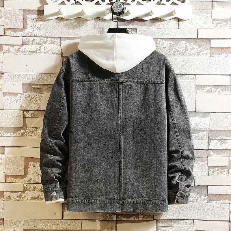 Men's clothing large size men's lapel denim jacket fat man denim clothes solid color coat_voghion.com