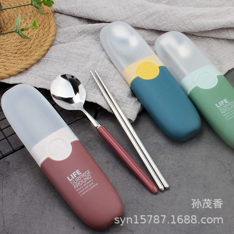 Комбинация посуды из нержавеющей стали Qiangren 2108, ложка для супа для путешествий и ежедневного использования, комбинация ложек и палочек для еды