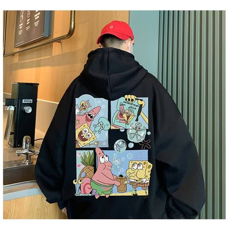 Spongebob Squarepants Printed Sweatshirt Men's Autumn and Winter Large Size Trendy Brand Youth Jacket American Loose Velvet Hoodie Spongebob Squarepants Printed Sweatshirt Men's Autumn and Winter Large Size Trendy Brand Youth Jacket American Loose Velvet Hoodie