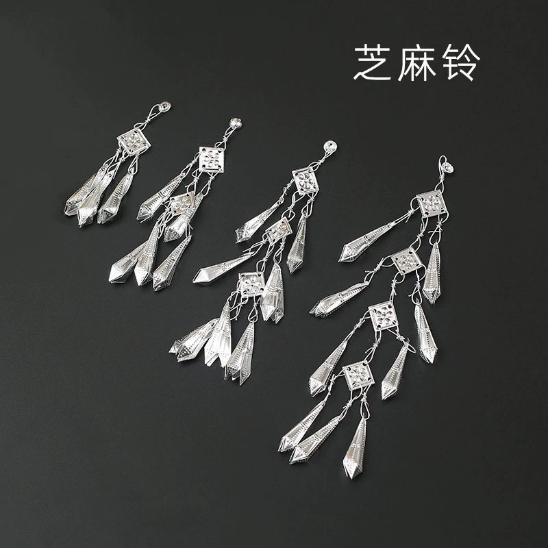 Сезамный колокольчик, рассада, колокольчик, цветок, колокольчик, сделай сам, древний стиль, головные уборы этнических меньшинств, одежда, имитация серебряных украшений, кисточка, подвеска, аксессуары