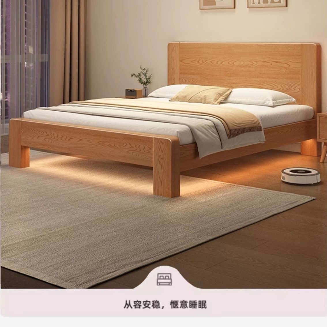 床实木床现代简约1米8双人床家用卧室1.5m床出租房用经济型板式床