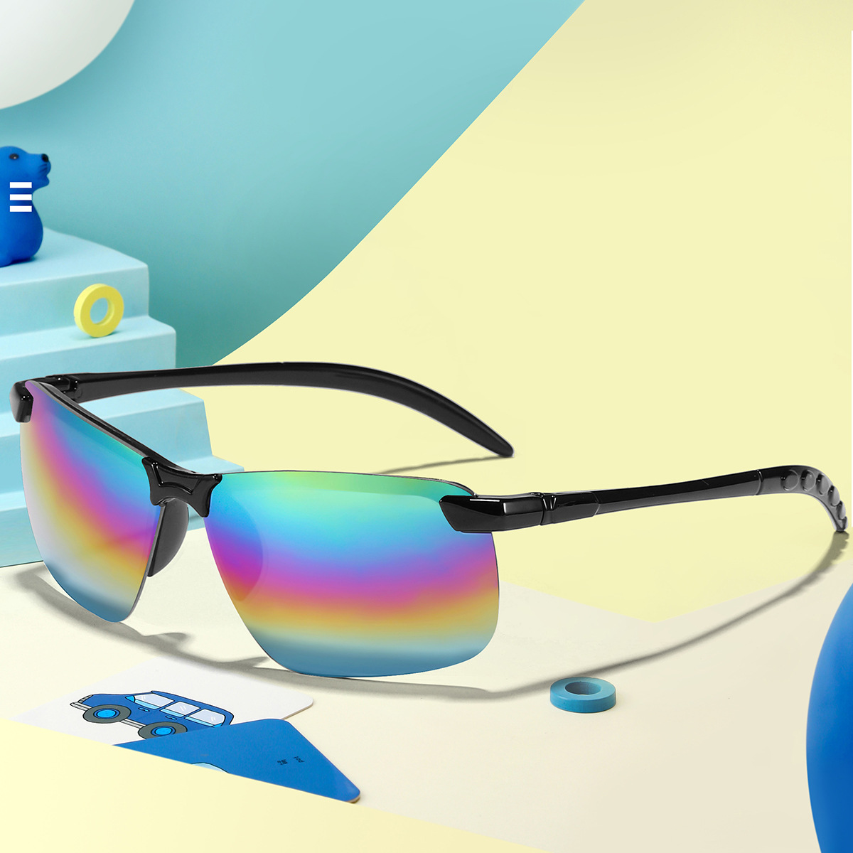 Los nuevos niños al por mayor de moda personalizada medio-Marco al aire libre bicicleta deportes gafas de sol a prueba de UV