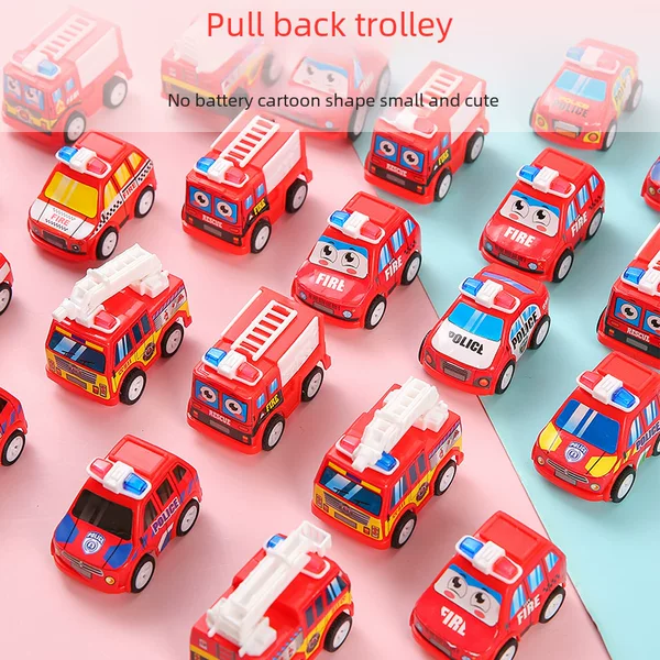 Children's Pullback Truck Fire Truck Engineering Truck Mini Car Model Little Boy Car Excavator Toy Gift