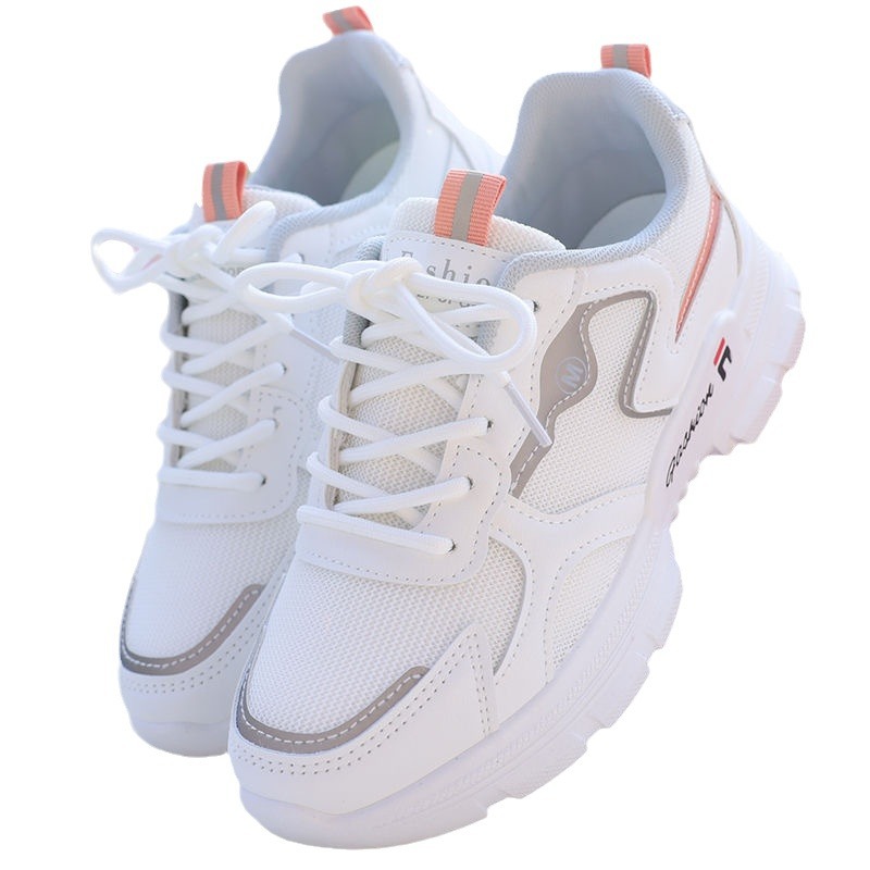 2025 verano nuevas zapatillas deportivas huecas para mujeres transpirables estilo coreano zapatos casuales de malla zapatos de papá zapatos pequeños zapatos blancos