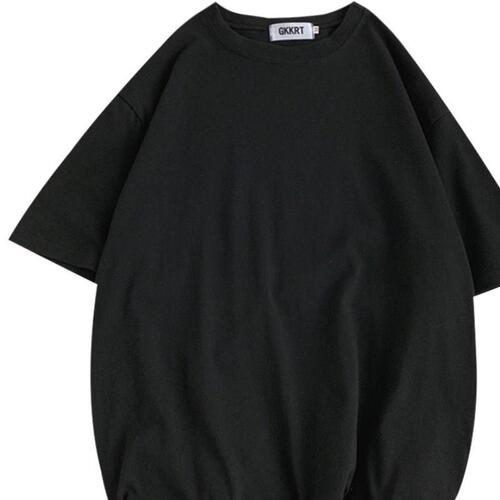 Summer loose casual short-sleeve men's INS trendy round neck plain color T-shirt men's student versatile inner layer base shirt