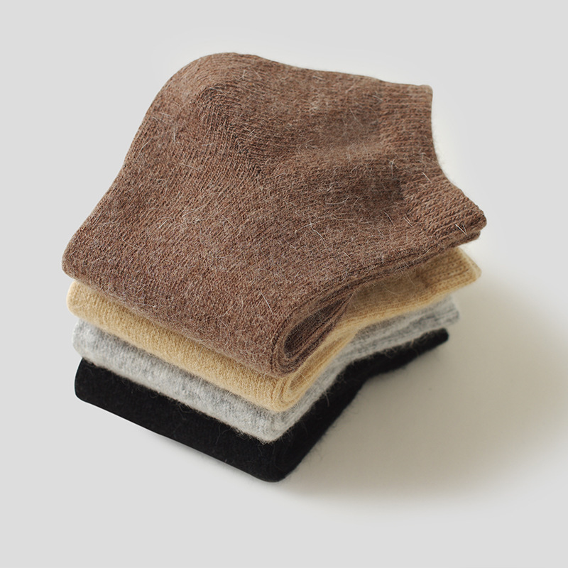 Autumn and Winter New Wool Boat Socks Women's Warm Thickened Wool Socks Japanese Style Short Socks Solid Color Wool Socks