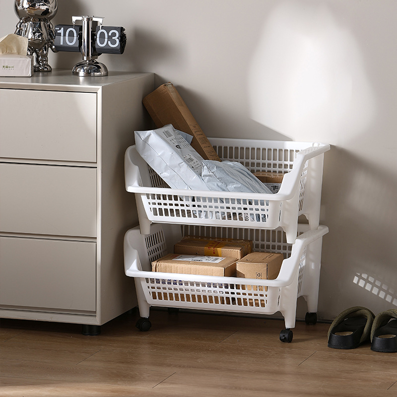 Estante de almacenamiento de cocina oblicuo de múltiples capas piso canasta de almacenamiento de frutas y verduras carro móvil para el hogar canasta de almacenamiento apilable