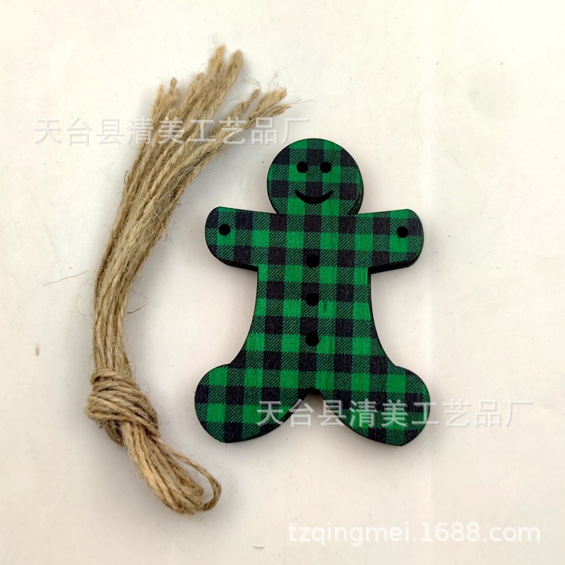 33 modelos de cuadros verdes y negros serie navideña piezas de madera colgante de decoración navideña se pueden combinar libremente 10 piezas en un paquete