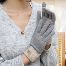 冬季保暖羊绒触屏手套韩版时尚针织加厚加绒手套户外运动成人手套