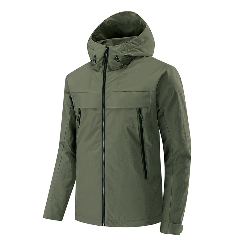 Outdoor Waterproof Hooded Jacket Spring and Autumn Windproof Lightweight Hiking Climber Clothing Casual Sports Cardigan Jacket