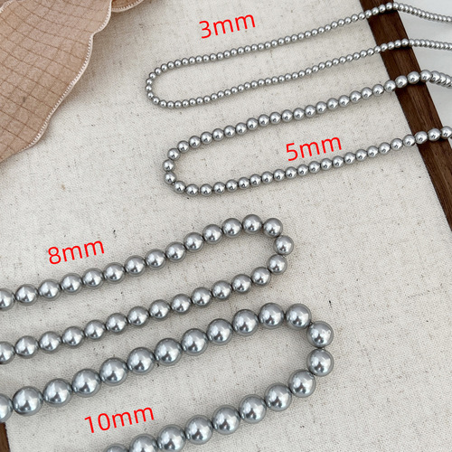 Silver gray 616# perfect round pearl necklace, hemp colored niche clavicle necklace,  new trendy accessories